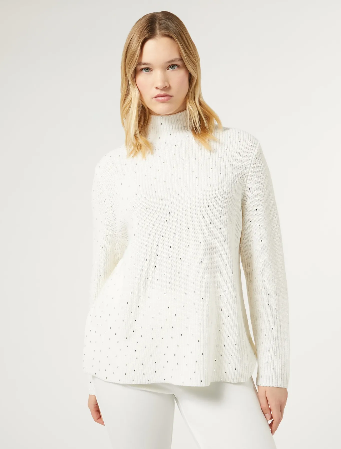 Marina Rinaldi Pull en laine mélangée avec strass BLANC Best