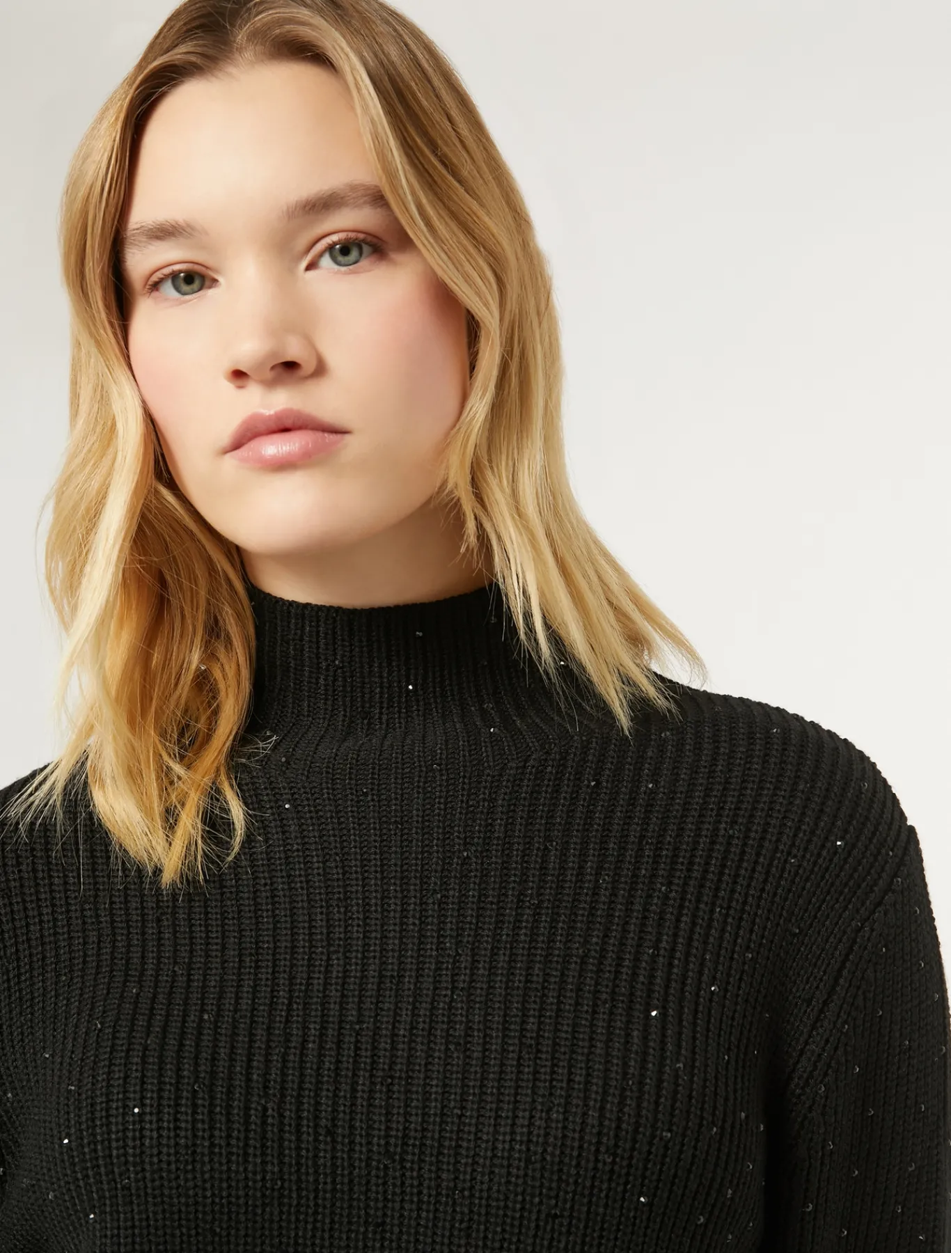 Marina Rinaldi Pull en laine mélangée avec strass NOIR Online