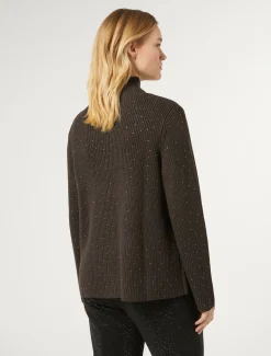 Marina Rinaldi Pull en laine mélangée avec strass CHOCOLAT Sale