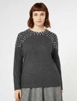 Marina Rinaldi Pull en mélange de cachemire GRISFONCE New