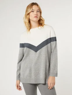 Marina Rinaldi Pull en mélange de cachemire GRISMOYEN Outlet