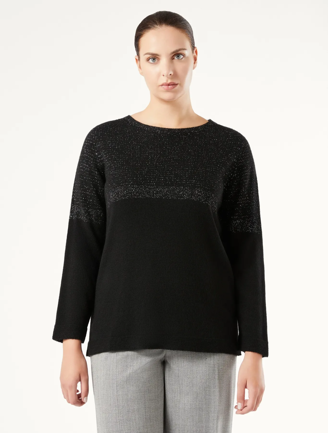 Marina Rinaldi Pull en mélange de laine et viscose NOIR Outlet