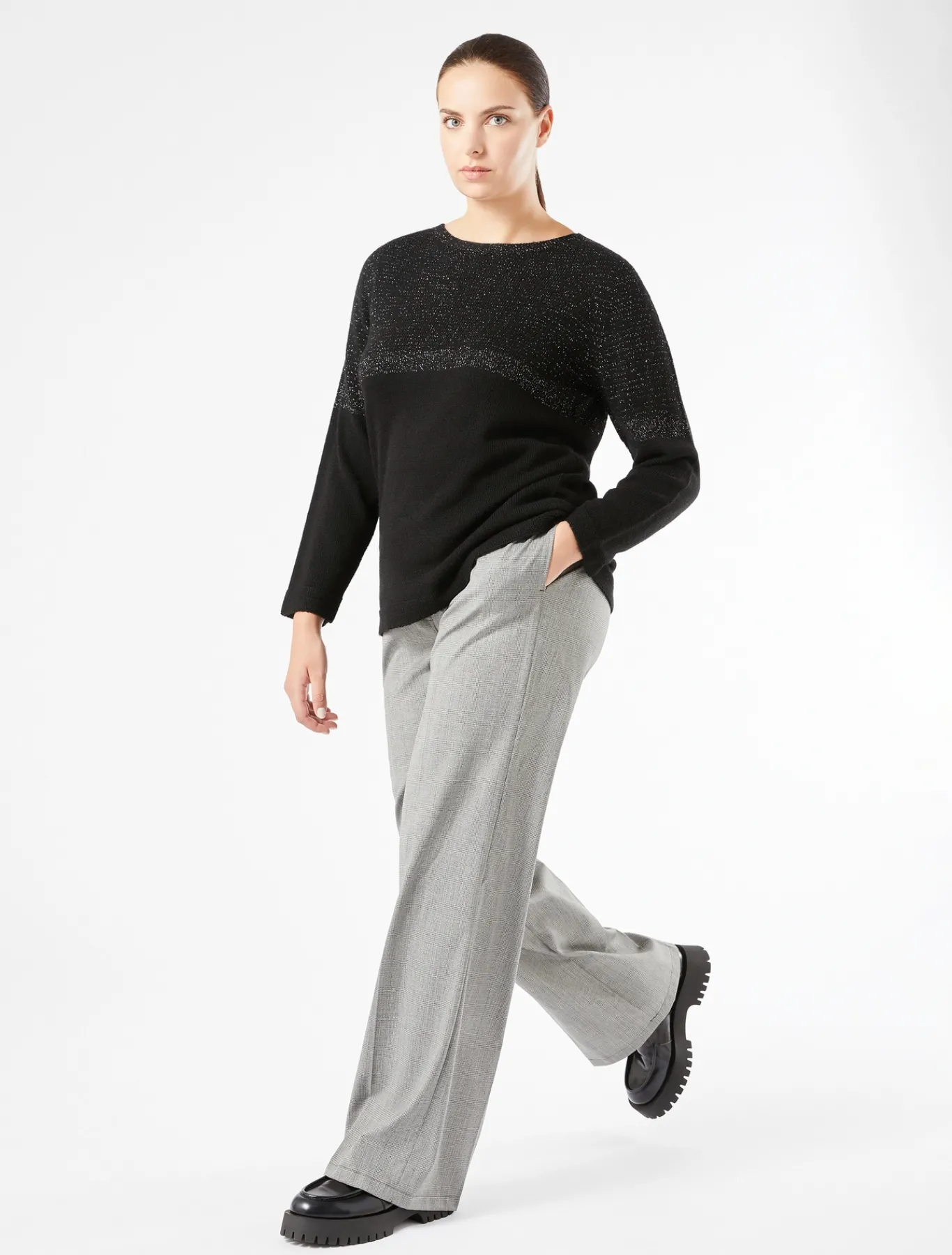 Marina Rinaldi Pull en mélange de laine et viscose NOIR Outlet