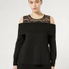 Marina Rinaldi Pull en viscose avec broderie NOIR Online