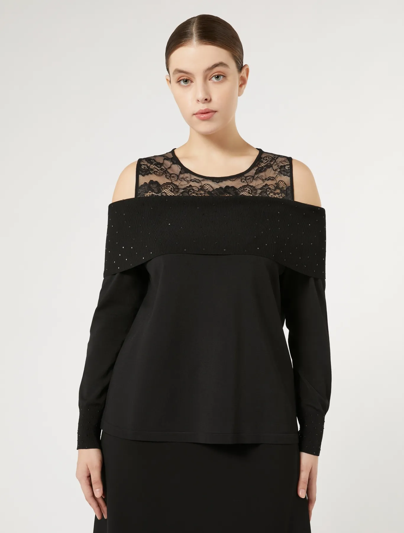 Marina Rinaldi Pull en viscose avec broderie NOIR Online