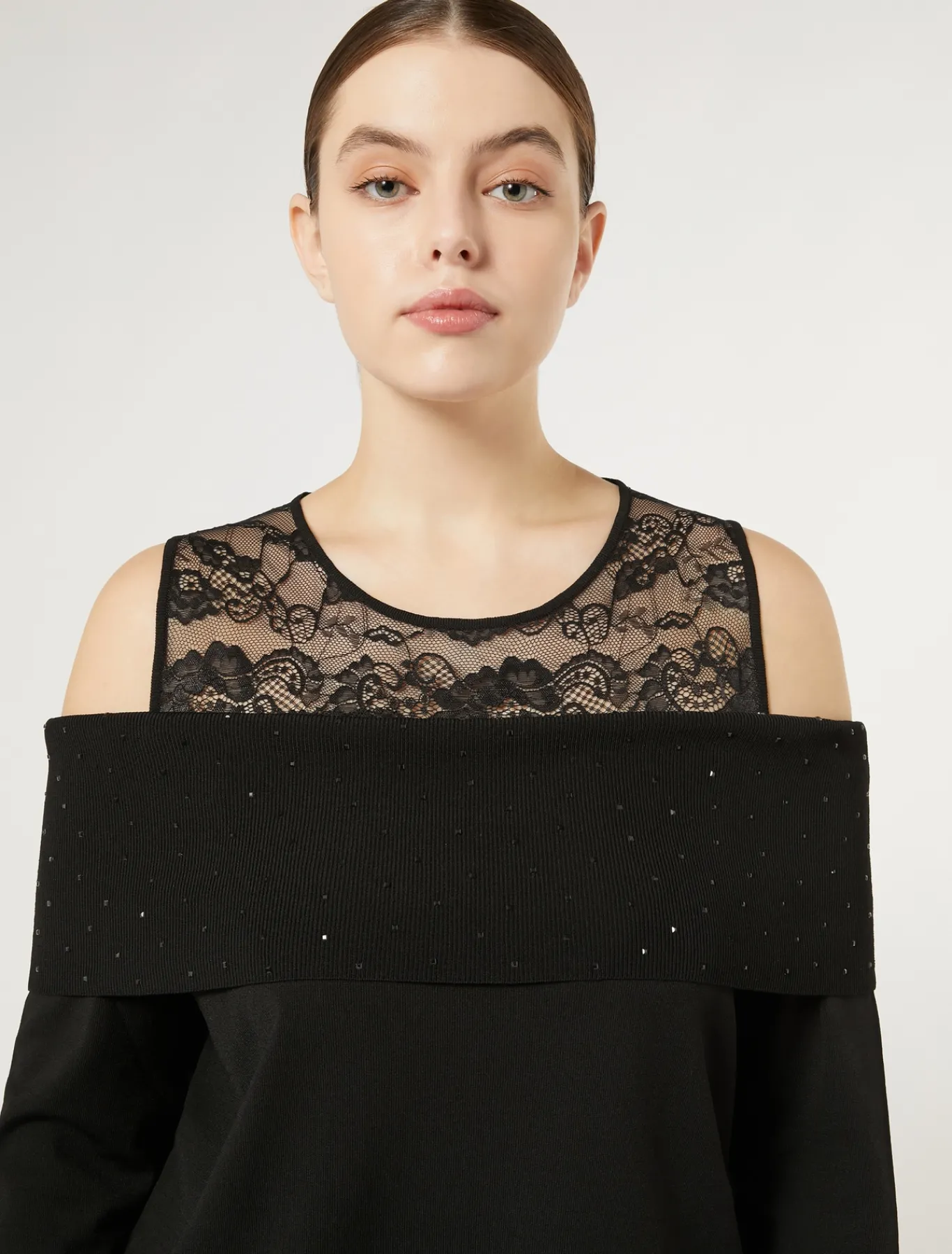 Marina Rinaldi Pull en viscose avec broderie NOIR Online