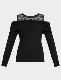 Marina Rinaldi Pull en viscose avec broderie NOIR Online