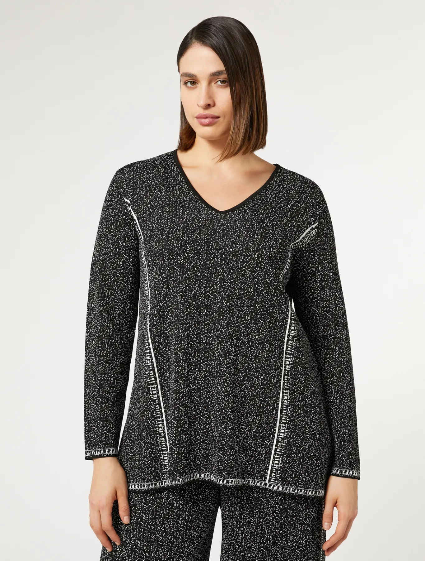 Marina Rinaldi Pull en viscose jacquard NOIRBLANC Hot