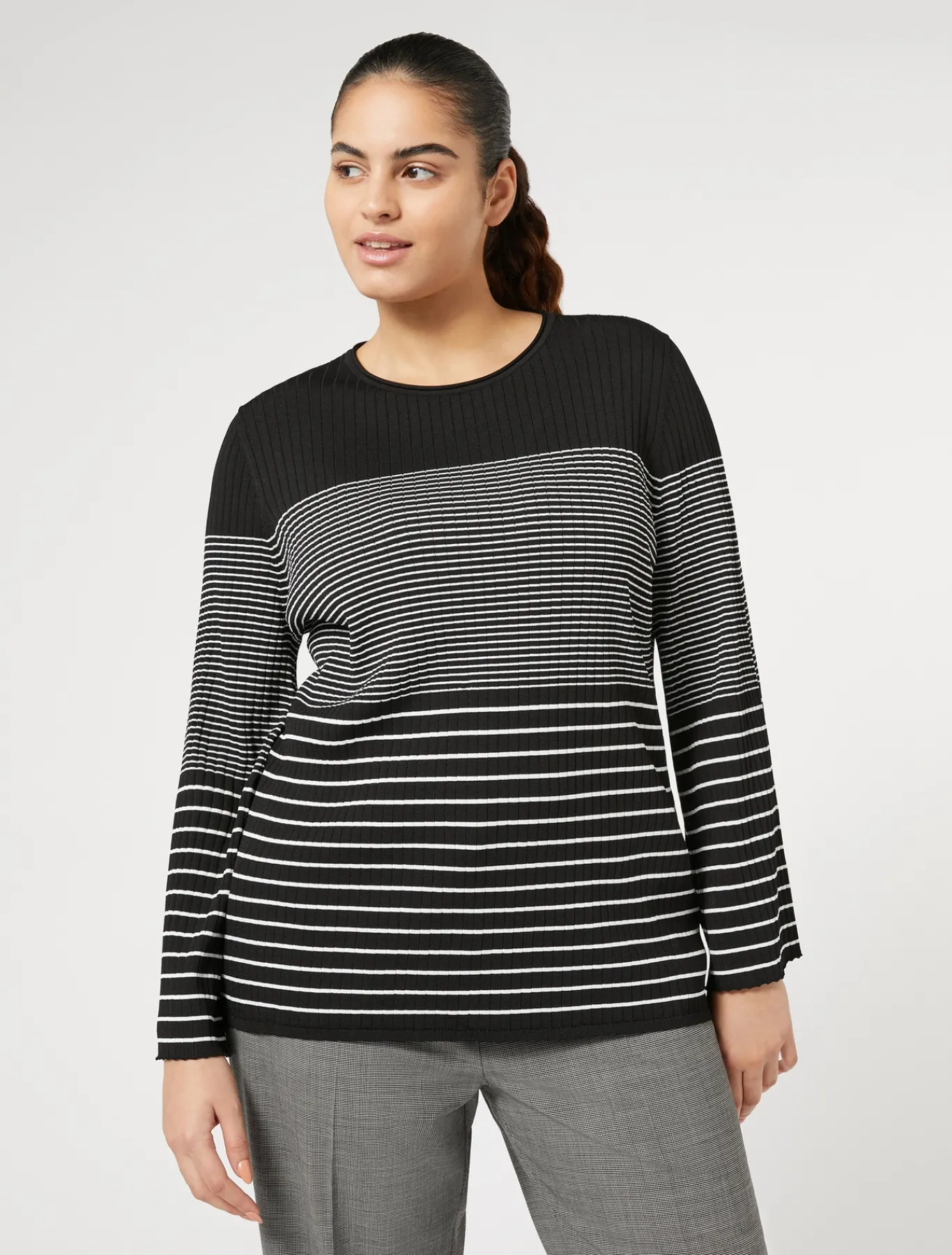Marina Rinaldi Pull en viscose stretch NOIRBLANC New