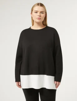 Marina Rinaldi Pull en viscose stretch NOIRBLANC Outlet