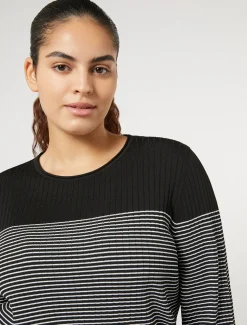 Marina Rinaldi Pull en viscose stretch NOIRBLANC New