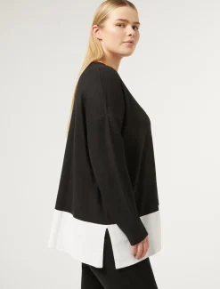 Marina Rinaldi Pull en viscose stretch NOIRBLANC Outlet