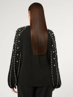 Marina Rinaldi Pull en viscose stretch avec perles NOIR Hot