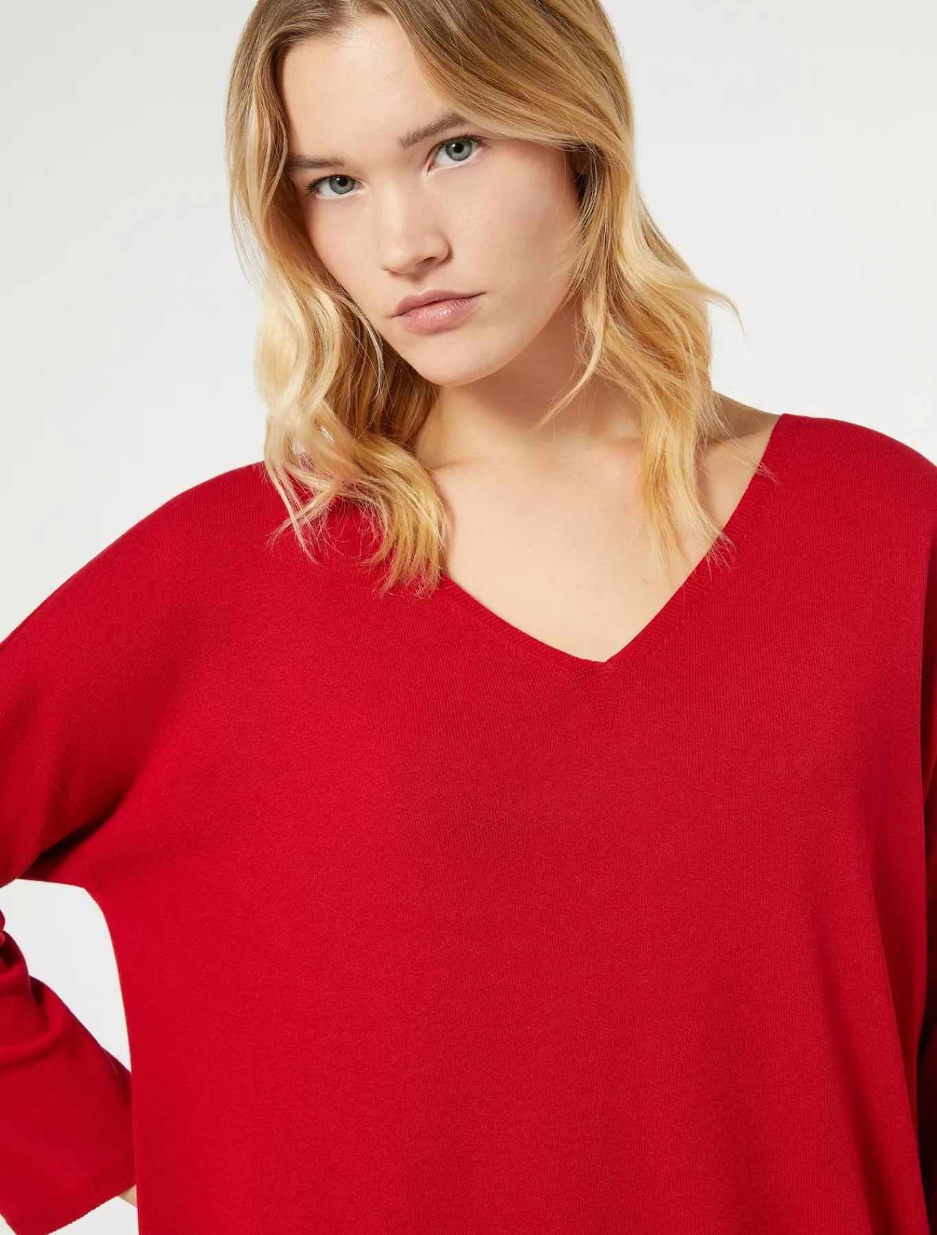 Marina Rinaldi Pull en viscose stretch crêpe ROUGE New