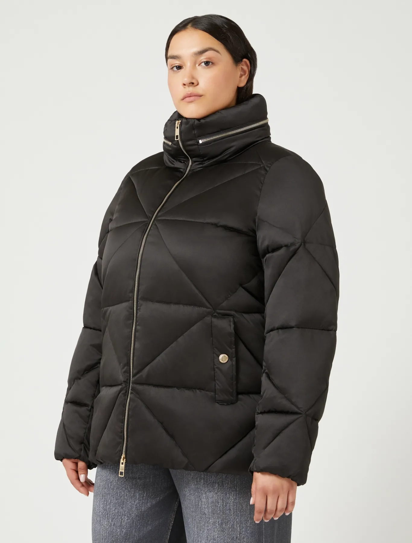 Marina Rinaldi Rembourré court en satin imperméable NOIR Best
