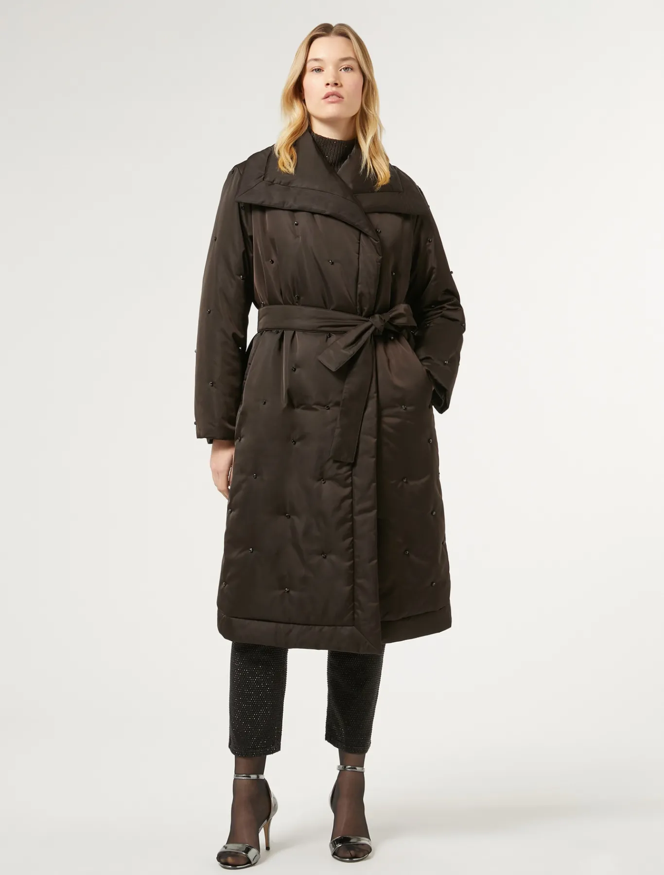 Marina Rinaldi Rembourré en satin brodé MARRONFONCE Outlet