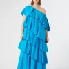 Marina Rinaldi Robe à volant en popeline TURQUOISE Online