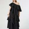 Marina Rinaldi Robe à volant en popeline NOIR Online