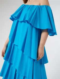 Marina Rinaldi Robe à volant en popeline TURQUOISE Online