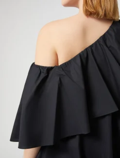 Marina Rinaldi Robe à volant en popeline NOIR Online