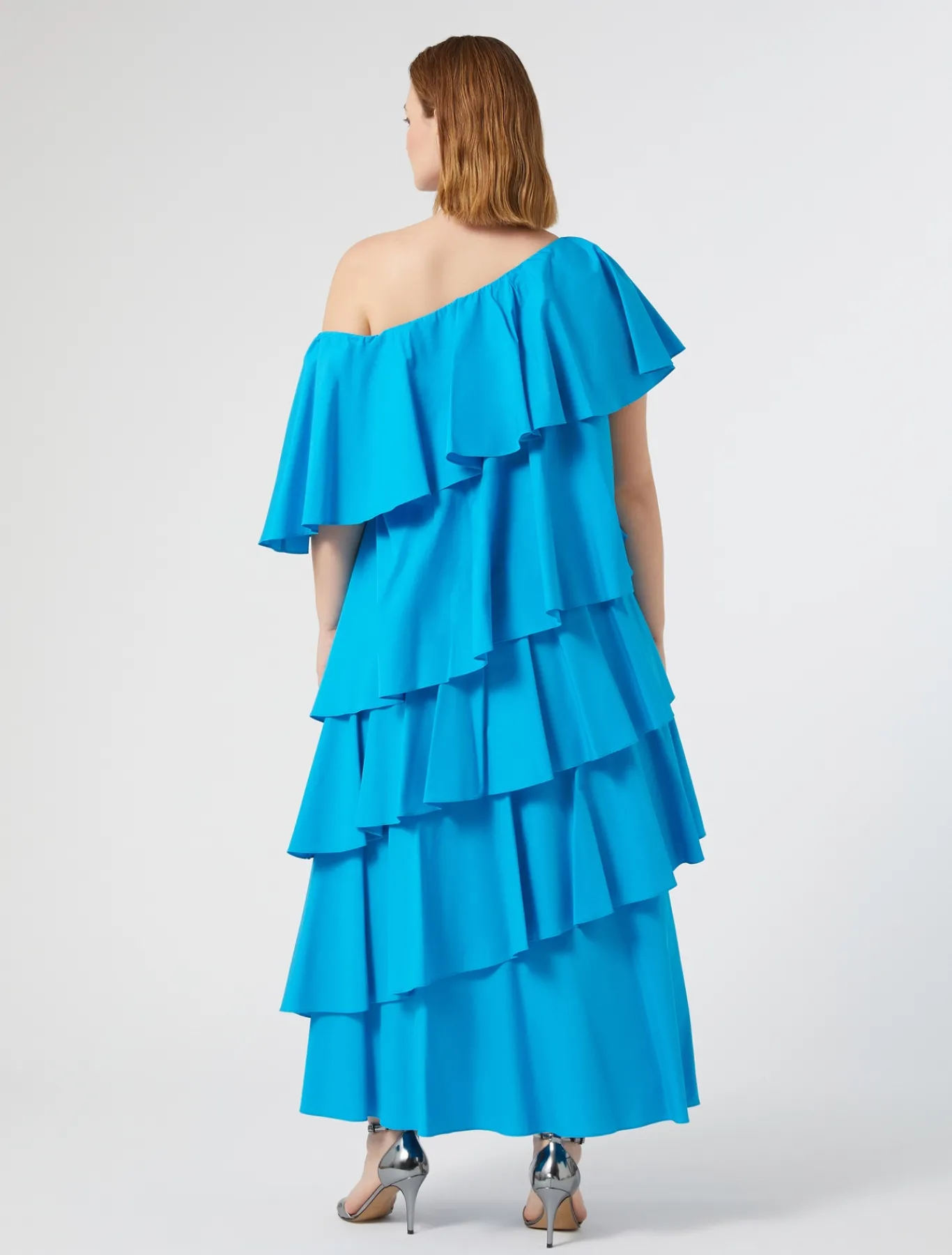 Marina Rinaldi Robe à volant en popeline TURQUOISE Online