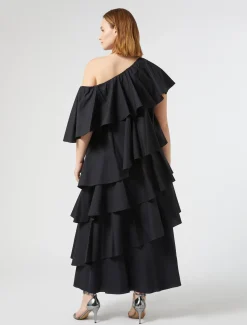 Marina Rinaldi Robe à volant en popeline NOIR Online