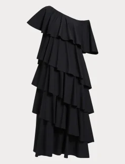Marina Rinaldi Robe à volant en popeline NOIR Online
