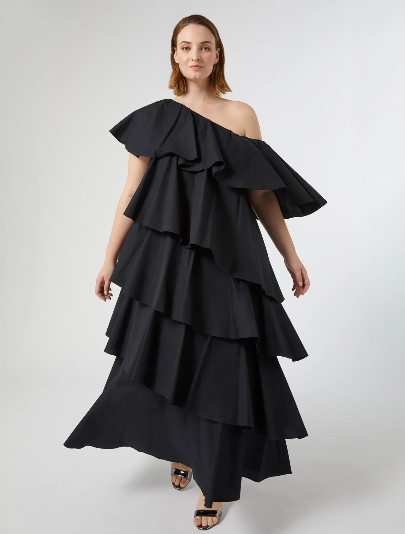 Marina Rinaldi Robe à volant en popeline NOIR Online