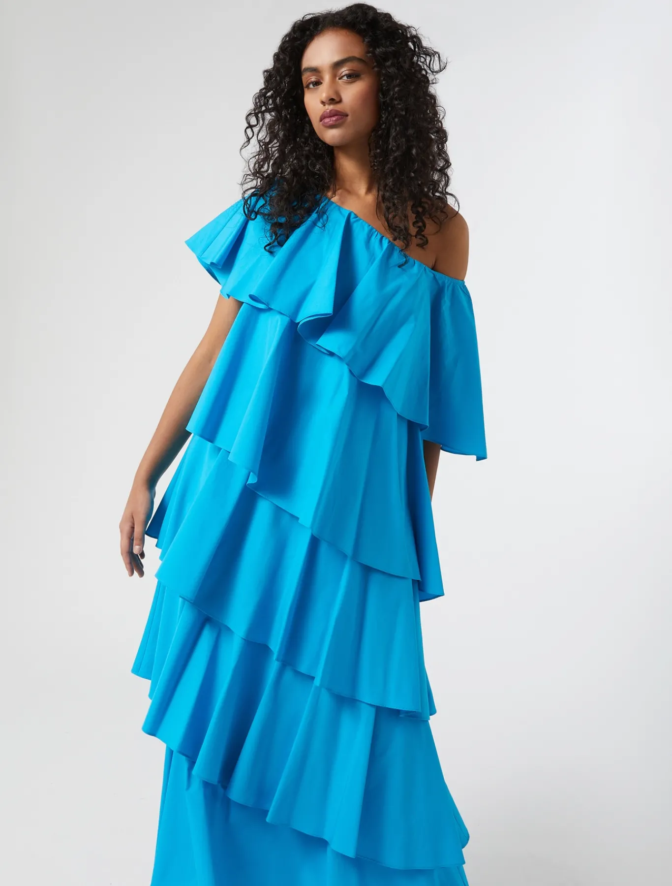 Marina Rinaldi Robe à volant en popeline TURQUOISE Online