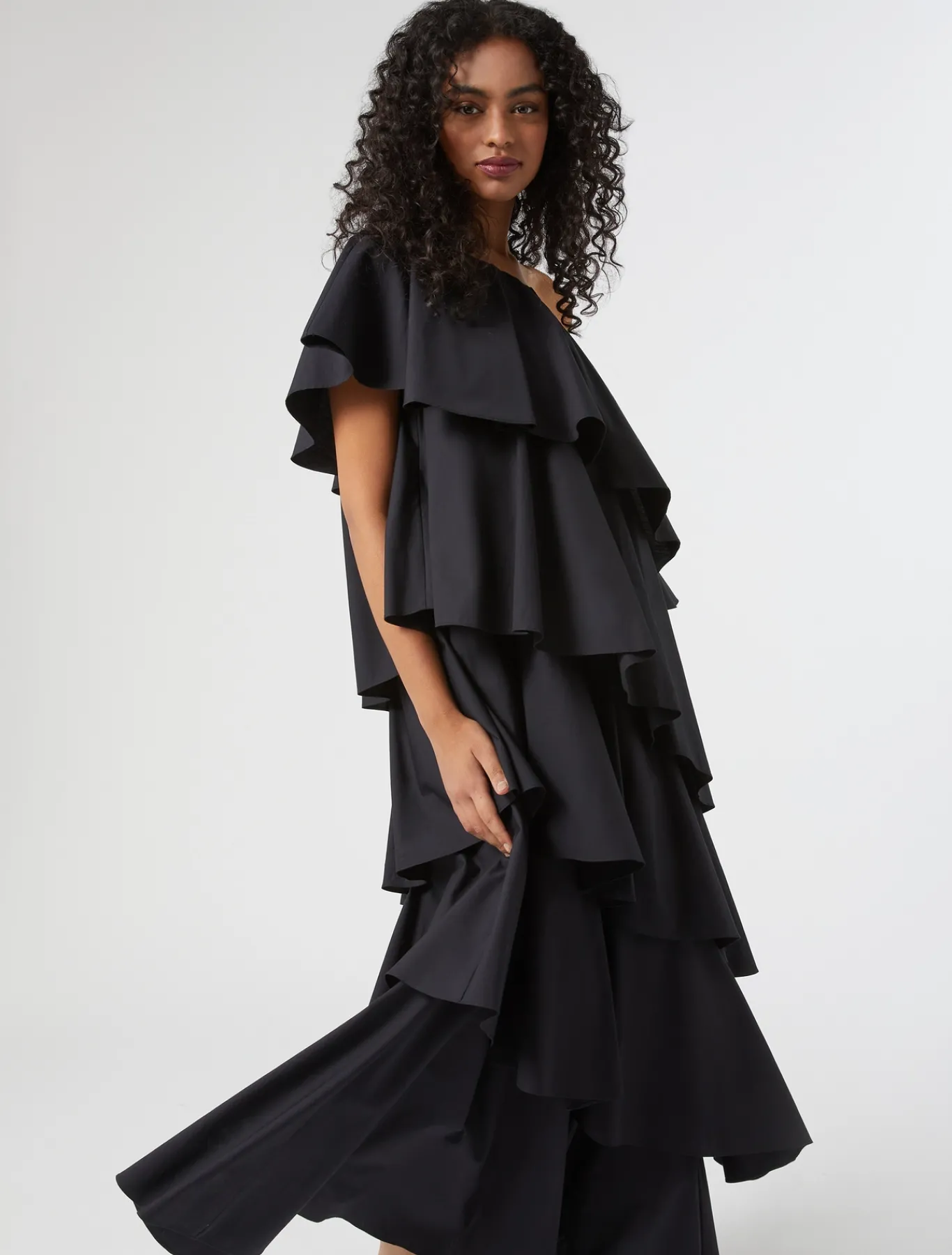 Marina Rinaldi Robe à volant en popeline NOIR Online