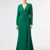 Marina Rinaldi Robe en cady à drapé VERT Fashion
