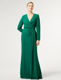 Marina Rinaldi Robe en cady à drapé VERT Fashion