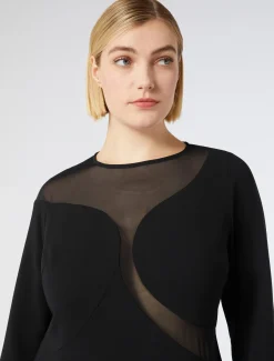 Marina Rinaldi Robe en cady avec tulle NOIR Best
