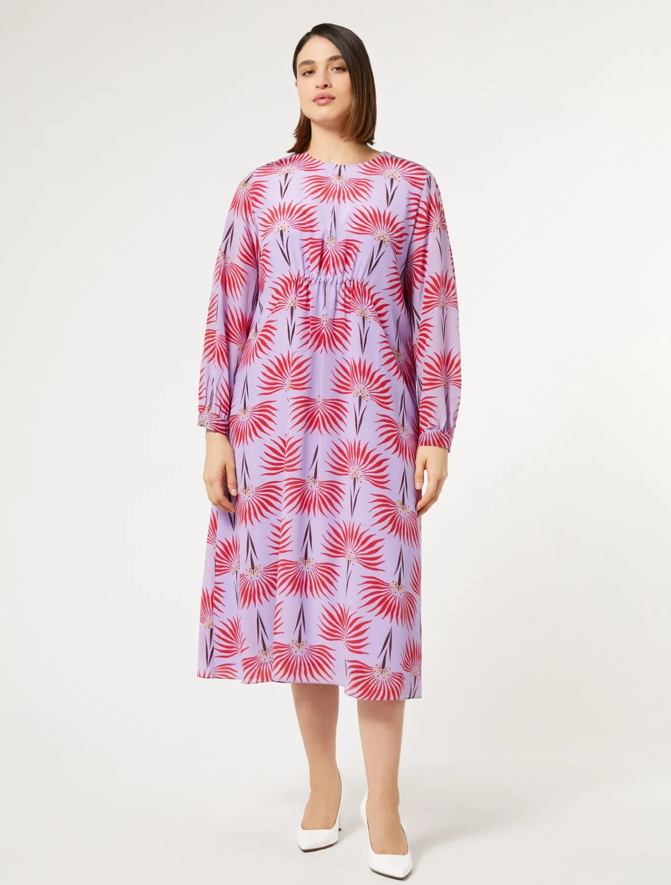 Marina Rinaldi Robe en crêpe de Chine de soie LILAS Outlet