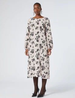 Marina Rinaldi Robe en crêpe de Chine de soie ROSE New