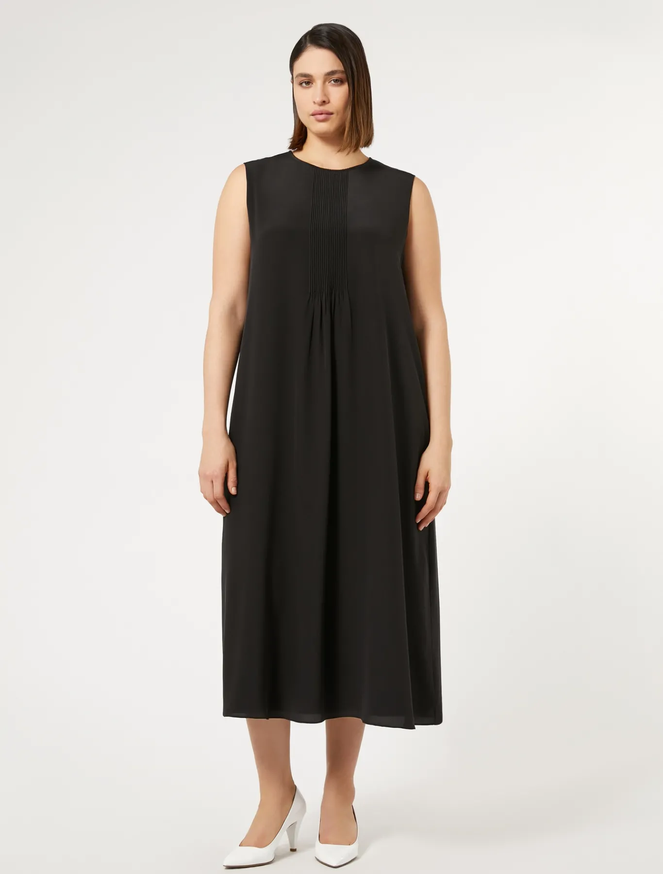 Marina Rinaldi Robe en crêpe de Chine de soie NOIR Fashion