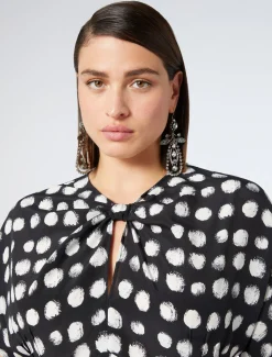 Marina Rinaldi Robe en crêpe de Chine de soie NOIR Outlet