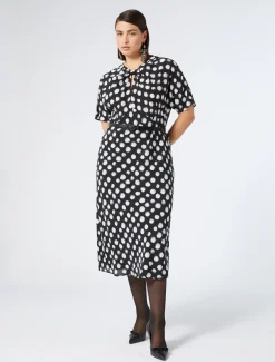 Marina Rinaldi Robe en crêpe de Chine de soie NOIR Outlet