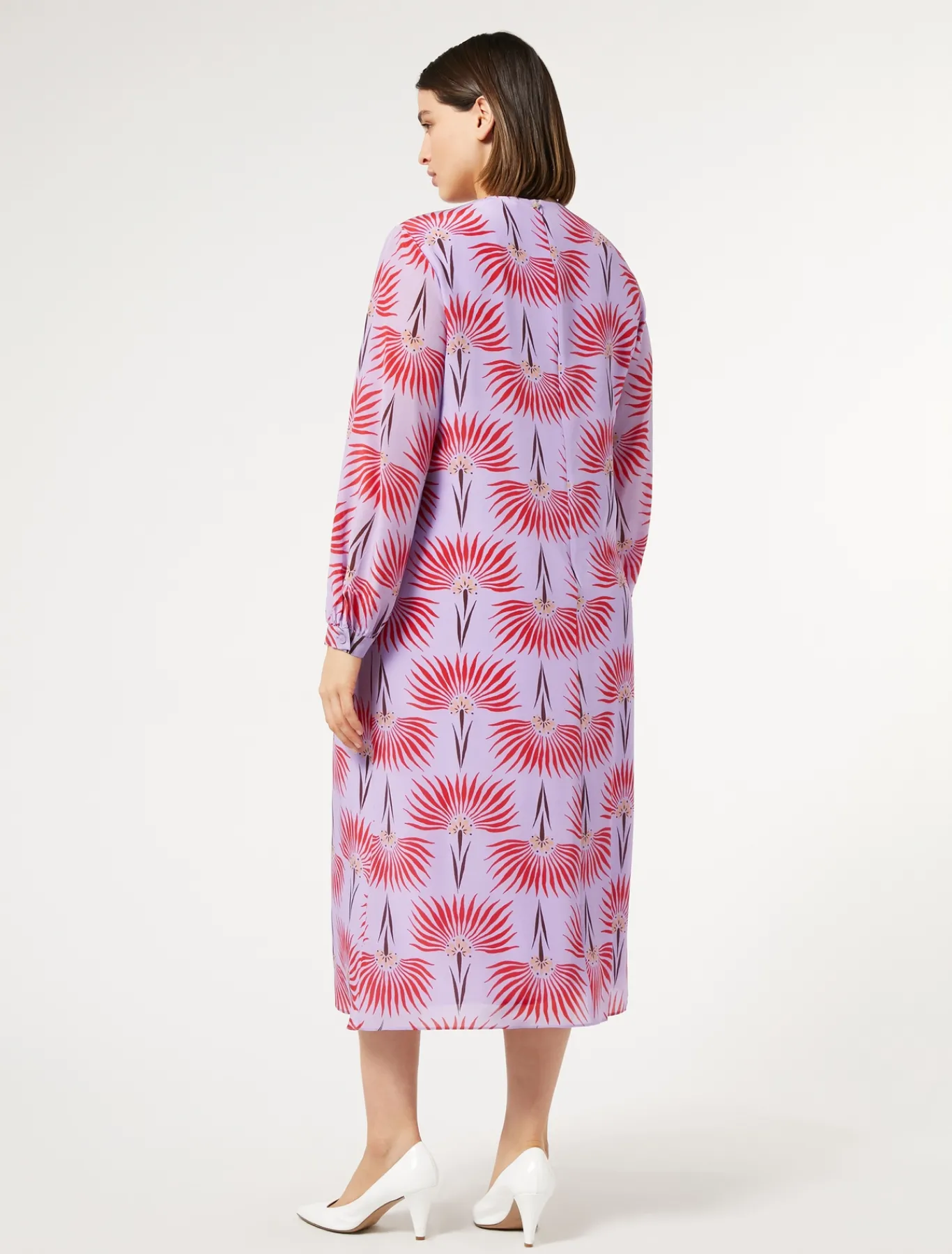 Marina Rinaldi Robe en crêpe de Chine de soie LILAS Outlet