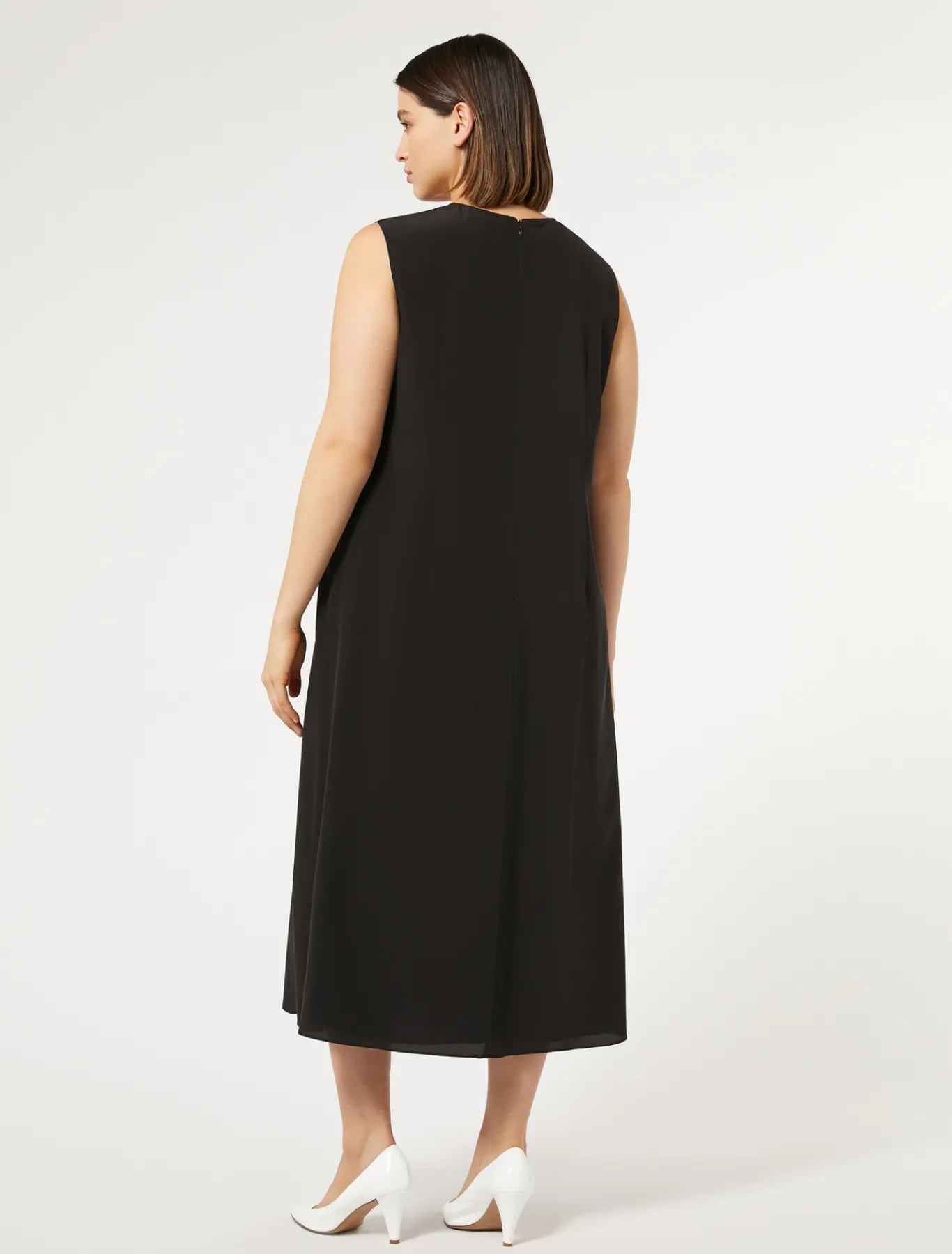 Marina Rinaldi Robe en crêpe de Chine de soie NOIR Fashion