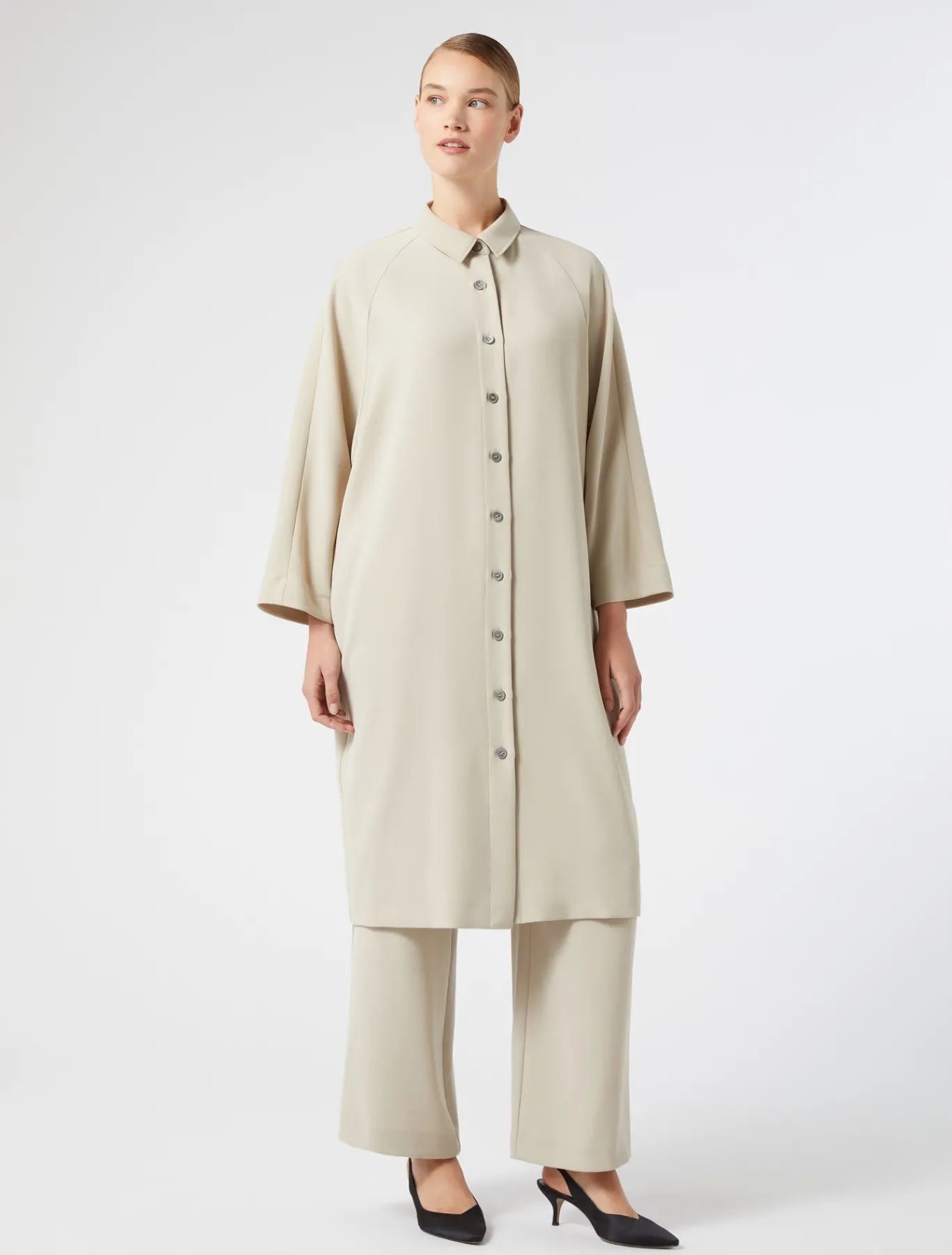 Marina Rinaldi Robe en crêpe envers satin BEIGE New