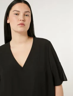 Marina Rinaldi Robe en crêpe envers satin NOIR Fashion