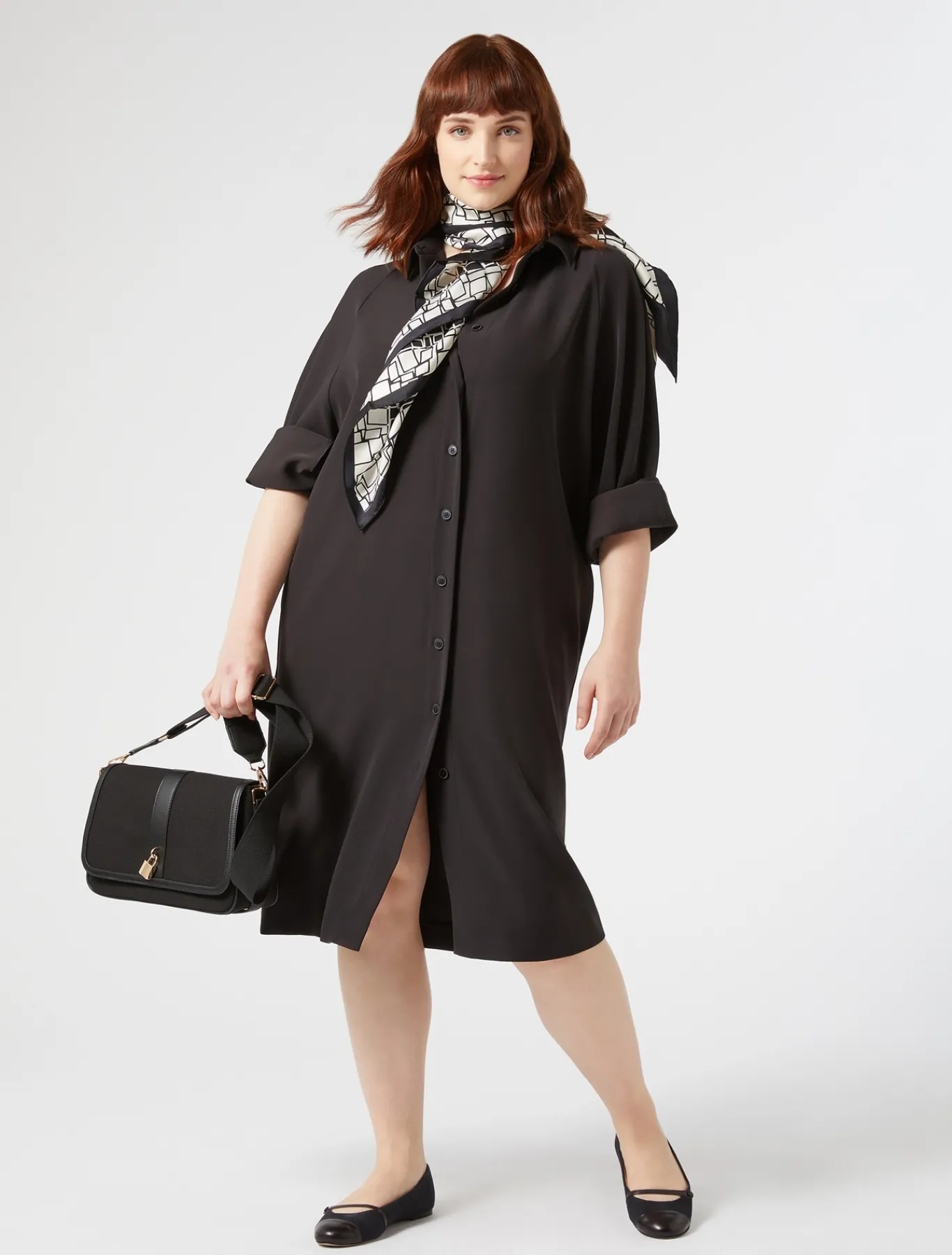 Marina Rinaldi Robe en crêpe envers satin NOIR Sale