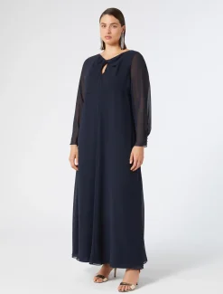 Marina Rinaldi Robe en crêpe georgette BLEUNUIT Sale