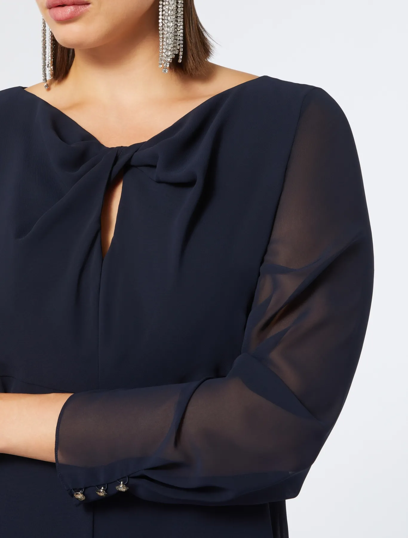 Marina Rinaldi Robe en crêpe georgette BLEUNUIT Sale