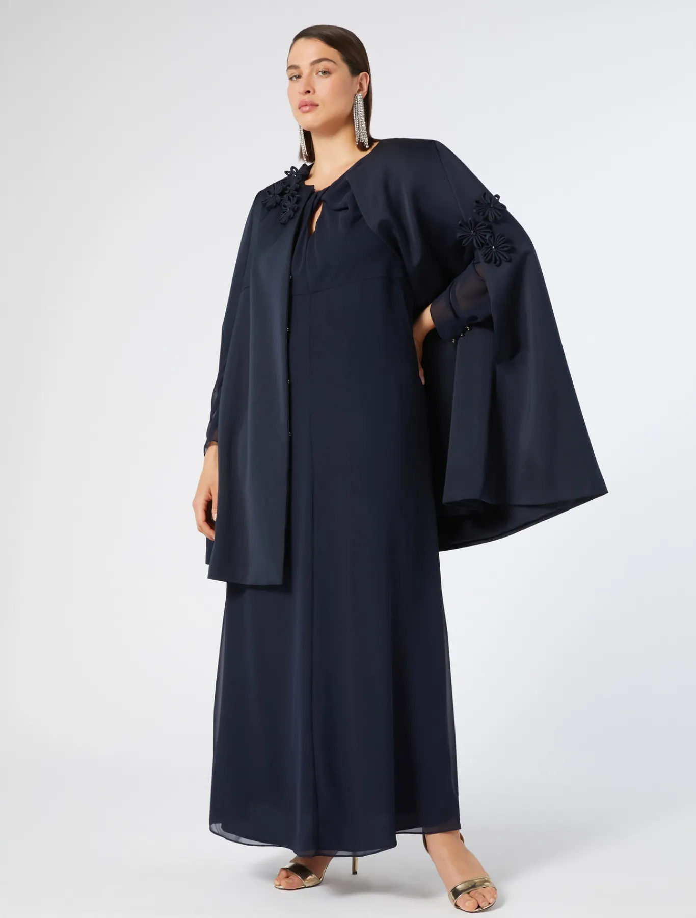 Marina Rinaldi Robe en crêpe georgette BLEUNUIT Sale