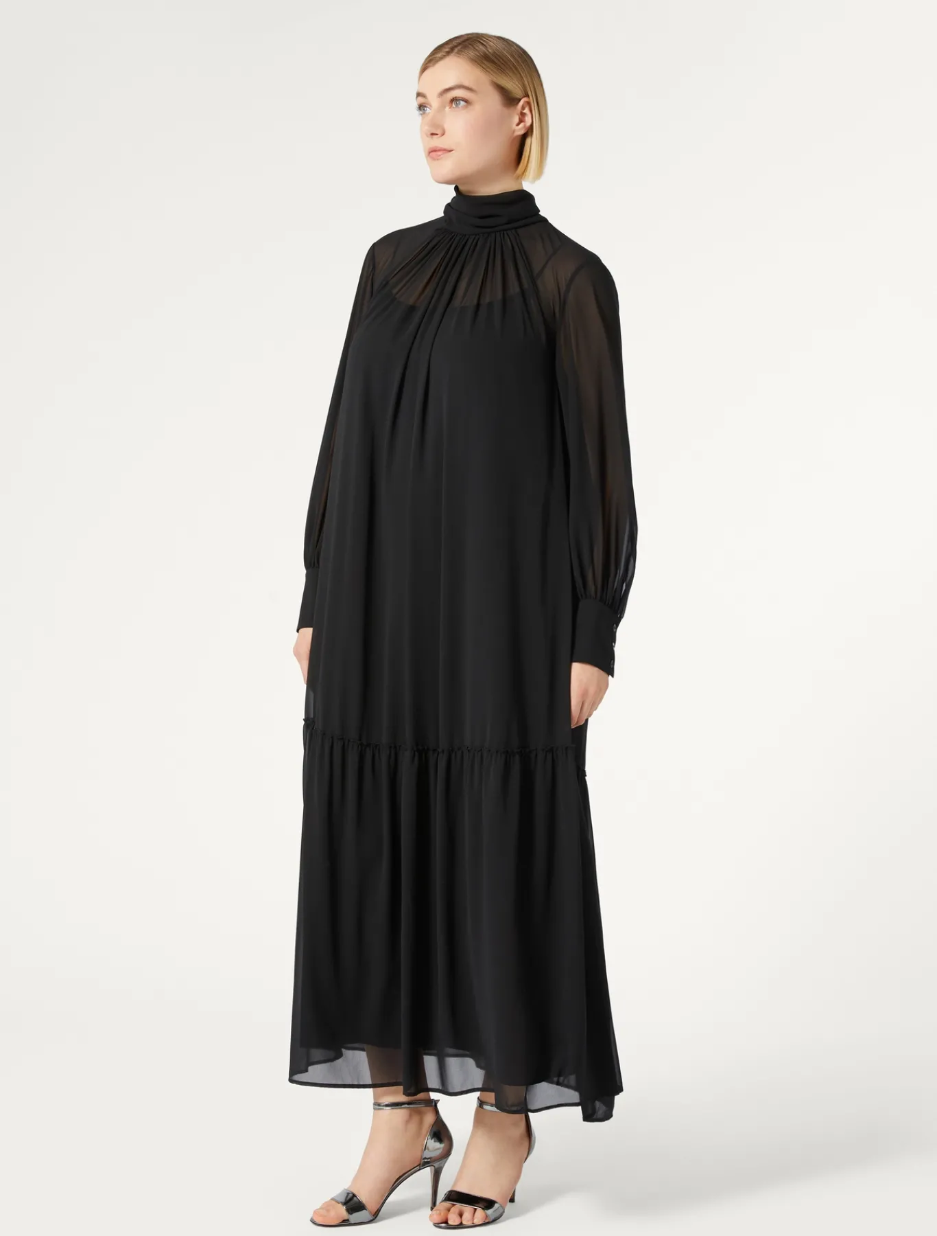 Marina Rinaldi Robe en georgette NOIR Fashion