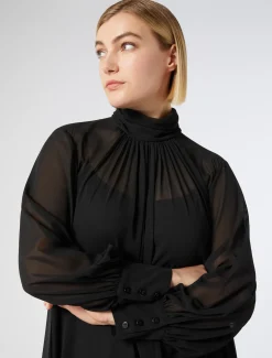 Marina Rinaldi Robe en georgette NOIR Fashion