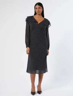 Marina Rinaldi Robe en georgette de soie NOIR Outlet