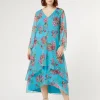 Marina Rinaldi Robe en georgette de soie TURQUOISE Best
